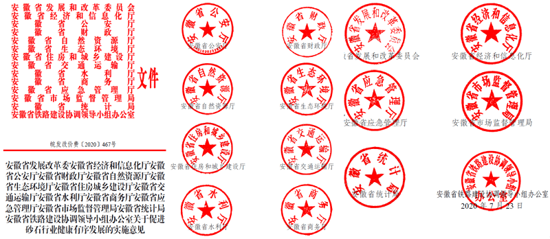 為促進(jìn)機(jī)制砂健康有序發(fā)展，安徽省發(fā)改委發(fā)布了實(shí)施方案文件